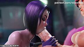 Futa Starfire's erotic adventure in Raven 3D animation with AI enhanced gameplay