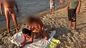 Cumshot party on hotel beach - wanna join the free fuck orgy with everyone?
