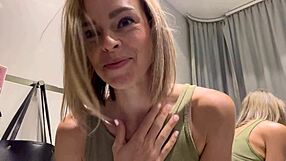 Public cumming in restaurant with lush remote controlled vibrator