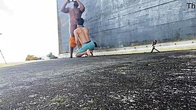 I’m thrilled watching Daddyblackxxx1 fuck Ericsockz hard in the outdoors