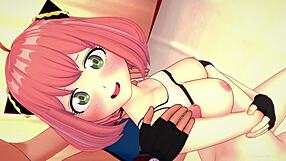 Anya finishes her workout and gets hot and steamy