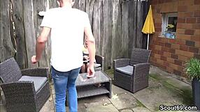 Neighbor with Huge Cock Bangs Horny German Milf in Garden