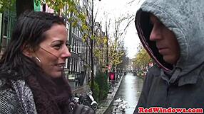 A European prostitute gets ripped clothes and enjoys a big cock in a threesome