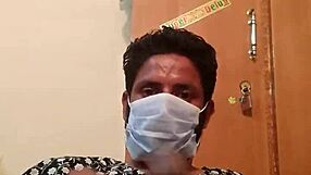 Ladyboy gives handjob to big cock