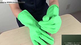 Handjob With Latex Gloves By Asian Beauty