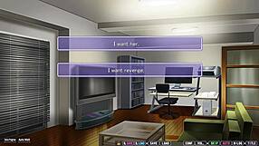 Suggestive Horny Ex-Classmate Trophy Wife Watching Herself Play In Anime Hentai Game