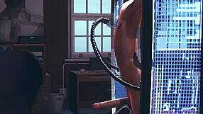 Skinny shemale gets creampied in Yaoi femboy 3D game