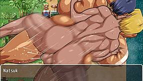 Natsuki Hentai Game Ep 24: Rough Anal Creampie on Public Beach?