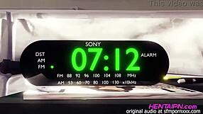 milf 3d hentai with short hair big tits in green shirt shorts red thong giving in room