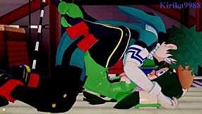 Tsuyu Asui and Mt. Lady have intense sex with Izuku Midoriya in hentai