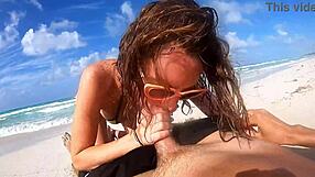 Beautiful woman and her friend go wild at a public beach and try out piss play
