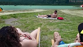 Voyeur Jerks Off on Beach While I Touch Myself