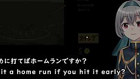 In baseball battles, a crossdressing woman with small tits uses a baseball bat in anime hentai