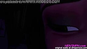 milf 3d hentai with short hair big tits in green shirt shorts red thong giving in room