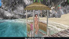 Cute Girl Sexy Poses In Beach Cartoon Shower