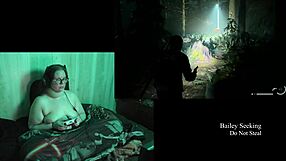 bbw with big natural tits and glasses plays naked alan wake 2, showing long hair and fat body