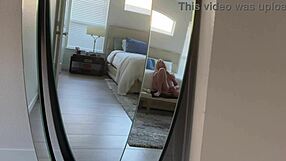 Bodybuilder watches housewife masturbate