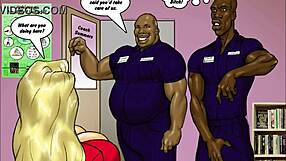 Two beautiful blonde comics with big black cocks in a comic book
