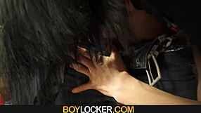 Hot Euro gay teen gets his ass fucked in the locker room