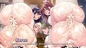 Beautiful women in a fantastic group sex scene in the anime and visual novel “Super smash gals”
