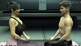 Hot yoga with a brunette MILF in the future in a cartoon video