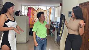 celebrating new year and birthday with a homemade threesome of two beautiful women