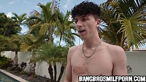 Lucky Stepson Grips Hot Stepmom’s Oiled Body