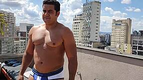 Watch these guys have sex by the pool on a hot summer day