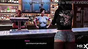 Fashionbusiness babe shows pussy while spreading legs in 3D cartoon