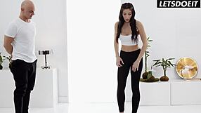 Clea Gaultier gets slammed hard by trainer after steamy yoga session.