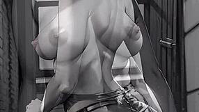 i see ai generated busty brunette in sexy anime hentai film noir