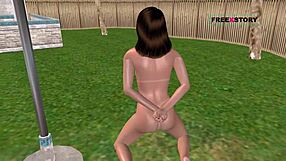 Cute Girl Masturbates with Carrot in 3D Anime