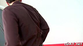 In a frantic gay gangbang, hunks suck and bang cocks wildly.