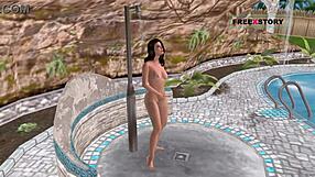 yo, check this cute 3d cartoon girl posing sexy by the pool!