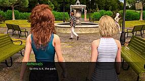 Two hot teen 18+s out for a walk with a milf