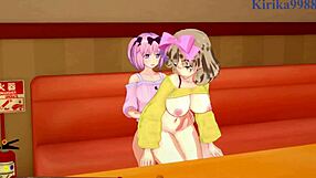 Intense futanari action with Ryona, Yumi, Haruka, and Hibari