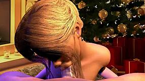 New Year’s Eve blowjob in 3D animation
