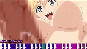 Anime blonde gets her first taste of cock in a xxx game