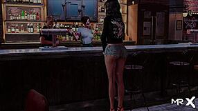 Fashionbusiness babe shows pussy while spreading legs in 3D cartoon