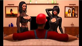 catwoman teases with curvy body in halloween dance