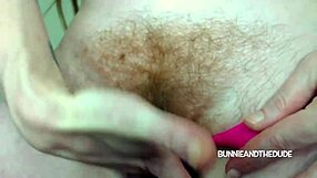 Hairy pussy MILF gets squirting orgasm from her wife