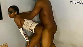 Skinny Black Slut Begs for Hard Back Shots Early in the Morning