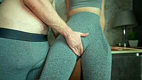 I can't stop groping stepmom after gym in tight yoga pants.