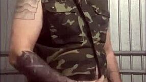 Would you fuck this old soldier in army cosplay, stroking his cock solo?