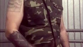 Would you fuck this old soldier in army cosplay, stroking his cock solo?