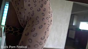 Horny skinny African babe rides her sister's husband hard