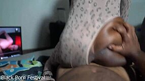 Horny skinny African babe rides her sister's husband hard