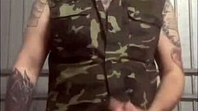 Would you fuck this old soldier in army cosplay, stroking his cock solo?