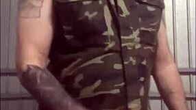 Would you fuck this old soldier in army cosplay, stroking his cock solo?