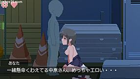 Midsummer hentai game with Asian girl in warehouse